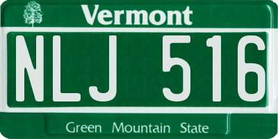 VT license plate NLJ516