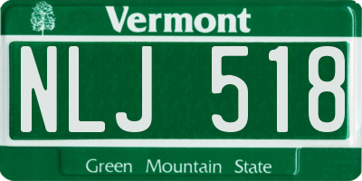 VT license plate NLJ518