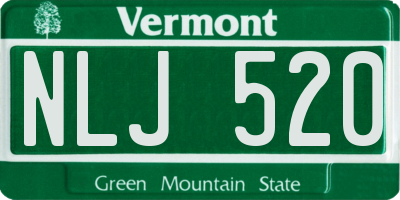 VT license plate NLJ520
