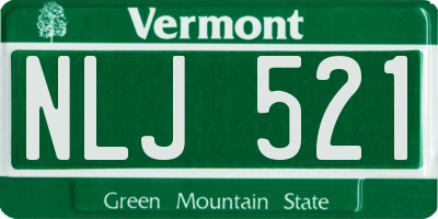 VT license plate NLJ521
