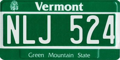 VT license plate NLJ524