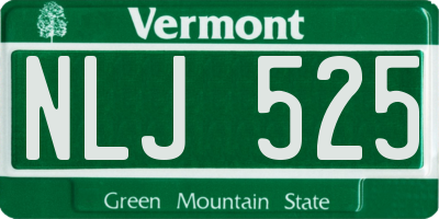 VT license plate NLJ525