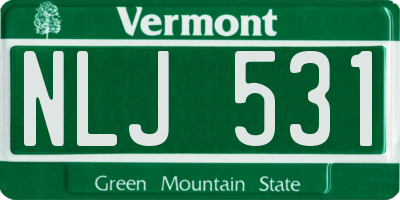 VT license plate NLJ531