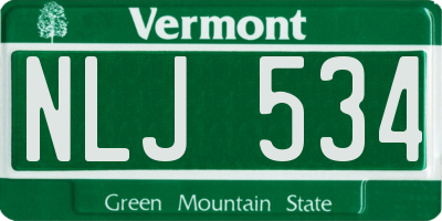 VT license plate NLJ534