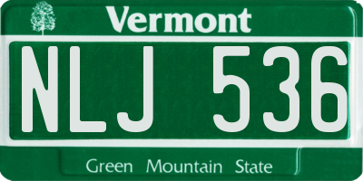 VT license plate NLJ536
