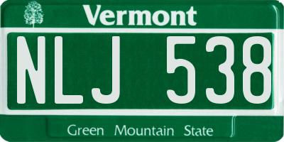 VT license plate NLJ538