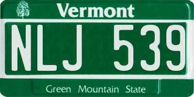 VT license plate NLJ539