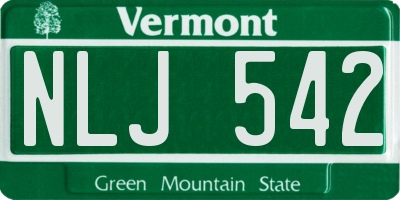 VT license plate NLJ542