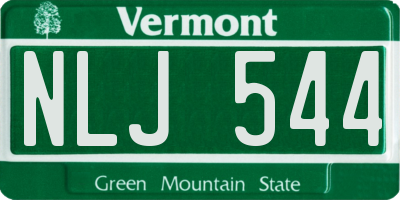VT license plate NLJ544