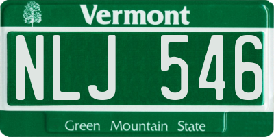 VT license plate NLJ546