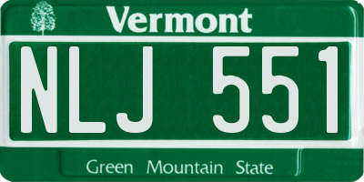 VT license plate NLJ551