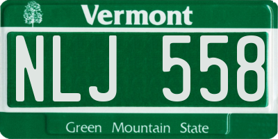 VT license plate NLJ558