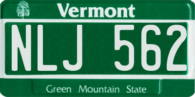 VT license plate NLJ562