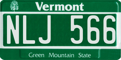 VT license plate NLJ566