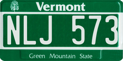 VT license plate NLJ573