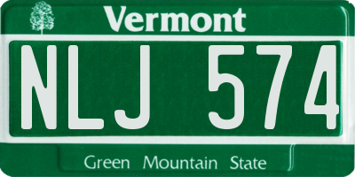 VT license plate NLJ574