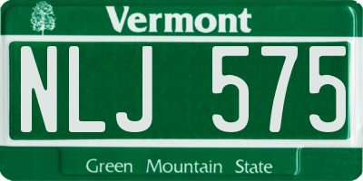 VT license plate NLJ575