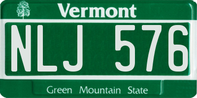 VT license plate NLJ576