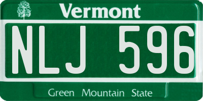 VT license plate NLJ596