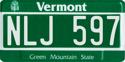 VT license plate NLJ597
