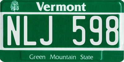 VT license plate NLJ598