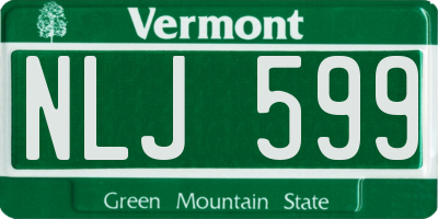 VT license plate NLJ599