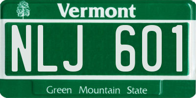 VT license plate NLJ601