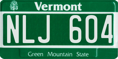 VT license plate NLJ604