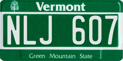 VT license plate NLJ607