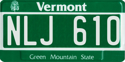 VT license plate NLJ610