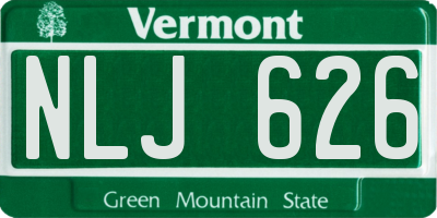 VT license plate NLJ626