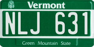 VT license plate NLJ631