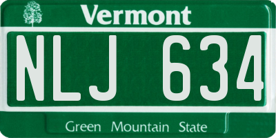VT license plate NLJ634