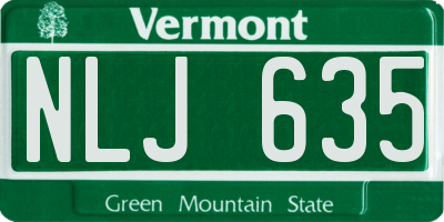 VT license plate NLJ635