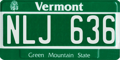VT license plate NLJ636