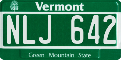 VT license plate NLJ642