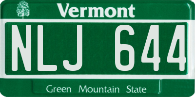 VT license plate NLJ644
