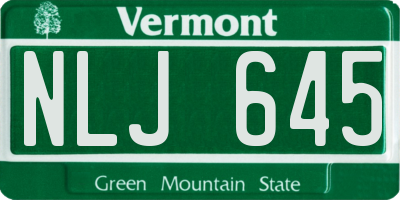 VT license plate NLJ645
