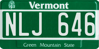 VT license plate NLJ646