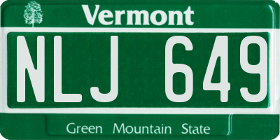 VT license plate NLJ649