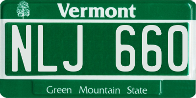 VT license plate NLJ660