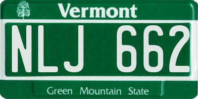 VT license plate NLJ662