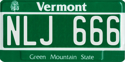 VT license plate NLJ666