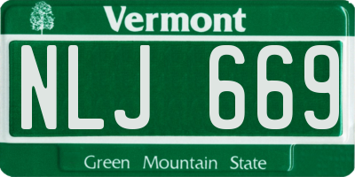 VT license plate NLJ669