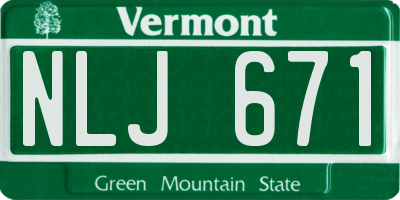 VT license plate NLJ671