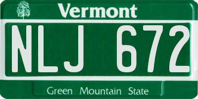 VT license plate NLJ672