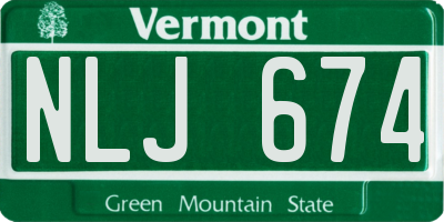 VT license plate NLJ674