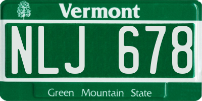 VT license plate NLJ678