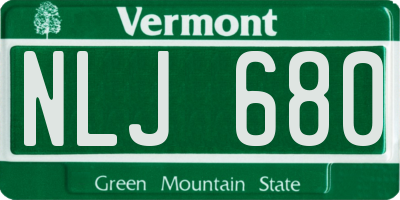 VT license plate NLJ680