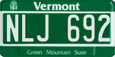 VT license plate NLJ692